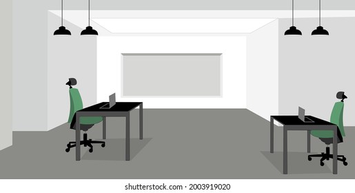 office vector illustration, white and gray room 