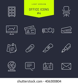 Office Vector Light Line Icons Set 4