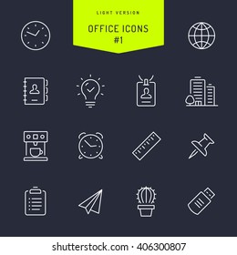 Office Vector Light Line Icons Set 1