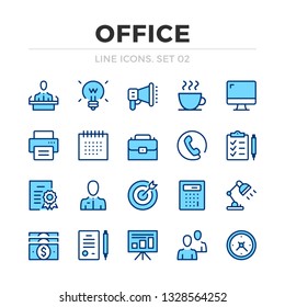 Office vector line icons set. Thin line design. Outline graphic elements, simple stroke symbols. Office icons
