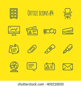 Conjunto de Ícones de Linha de Vetor do Office 4