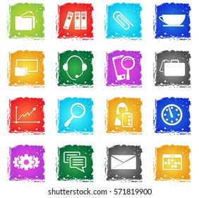 office vector web icons in grunge style for user interface design