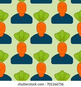 Office vegetables garden seamless pattern. Manager of carrots. Vegetable Department at office background