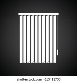 Office vertical blinds icon. Black background with white. Vector illustration.