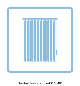 Office vertical blinds icon. Blue frame design. Vector illustration.