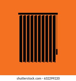 Office vertical blinds icon. Orange background with black. Vector illustration.