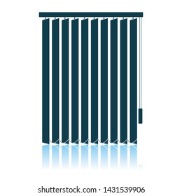 Office Vertical Blinds Icon. Shadow Reflection Design. Vector Illustration.