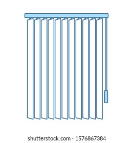 Office Vertical Blinds Icon. Thin Line With Blue Fill Design. Vector Illustration.