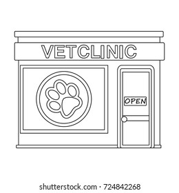 Office of the veterinary clinic. Pet care single icon in outline style vector symbol stock illustration web.