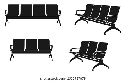 office waiting chair icon set vector illustration isolated on white background.