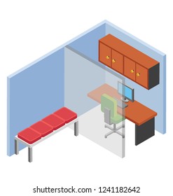 Office waiting room, flat icon vector