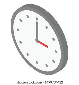 Office wall clock icon. Isometric of office wall clock vector icon for web design isolated on white background