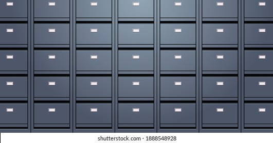 office wall of filing cabinet document data archive storage folders for files business administration concept horizontal vector illustration