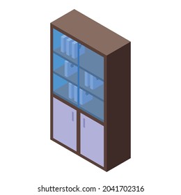Office wardrobe icon isometric vector. Open cupboard. House furniture
