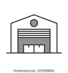 Office or Warehouse Buildings. Commercial Property, Business Space, Industrial Use. Vector Editable Stroke Icon.