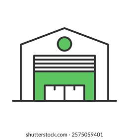 Office or Warehouse Buildings. Commercial Property, Business Space, Industrial Use. Vector Editable Stroke Icon.