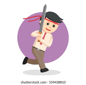office warrior with katana