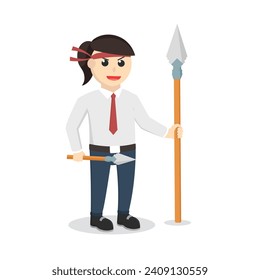 office warrior woman with spear design character on white background