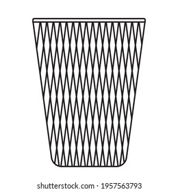 Office waste bin without lid. Black and white icon. Vector Illustration. EPS10