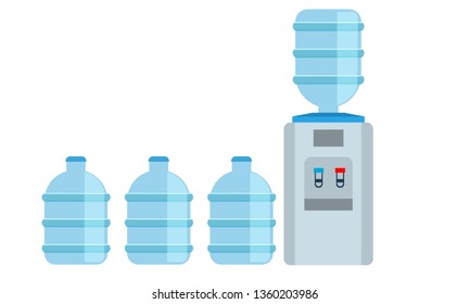 Office water cooler dispenser icon with big water bottles. Vector illustration.