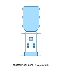 Icono de Refrigerador de agua de Office. Línea Delgada Con Diseño De Relleno Azul. Ilustración vectorial.