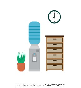office water dispenser with drawer scene