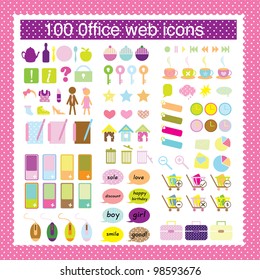 office web icons for buttons, items for websites and template