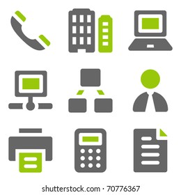 Office web icons, green grey solid icons