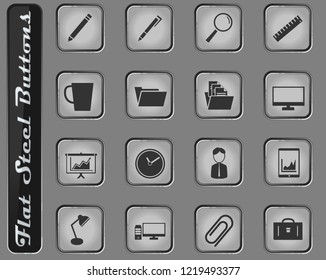 Office web icons on the flat steel buttons