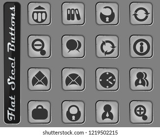 office web icons on the flat steel buttons