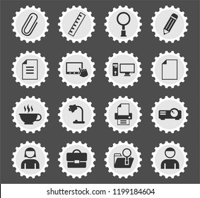 office web icons stylized postage stamp for user interface design