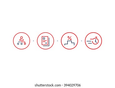 Office web icons. User, document, achievement, time. Vector design