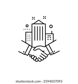 Office Welcome Minimal Flat Thin Line Icon – Business Entry Greeting and Reception