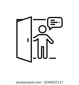Office Welcome Minimal Flat Thin Line Icon – Reception Symbol for Business Entry
