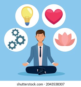office wellbeing businessman and icons