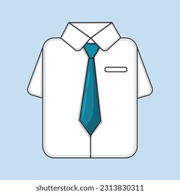 Office white shirt with tieneck illustration vector. Businessman shirt