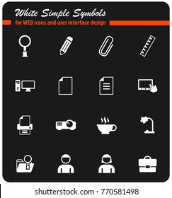 office white vector icons for web and user interface design