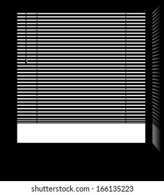 Office window with jalousie blinds with isolated white parts and shadow. Easy editable layered vector illustration