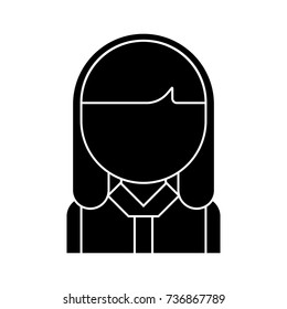 office woman head icon, vector illustration, black sign on isolated background