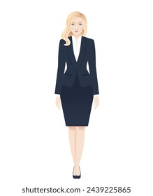 Mujer De Oficina Aislado Fondo Blanco Con Malla De Degradado, Ilustración Vectorial