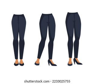 Office Woman Legs as Constructor and Creation Body Parts Vector Set