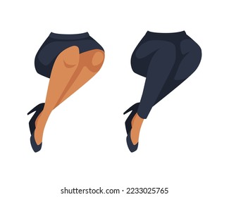 Office Woman Legs as Constructor and Creation Body Parts Vector Set