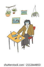 Office woman vector illustration poster