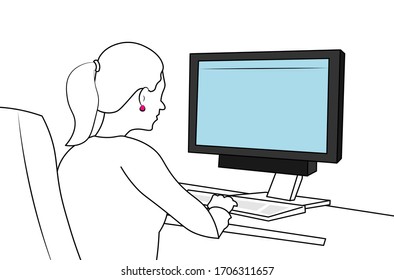 an office woman working in computer 