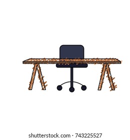 office wood desk with chair design