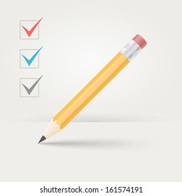 Office wooden sharp pencil. Nice graphite yellow pencil.