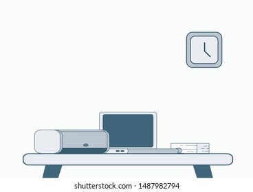 office work area flat illustration vector