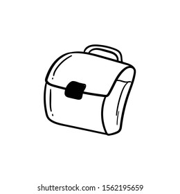 office work bag doodle icon vector hand drawing 