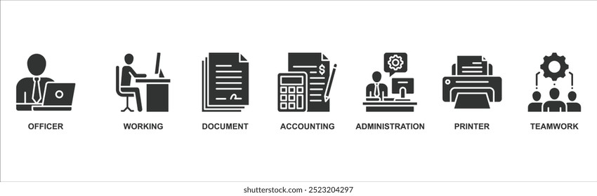 Office work banner web icon vector illustration concept with icon