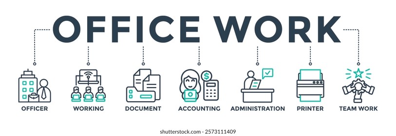 Office work banner web icon concept for business teamwork management